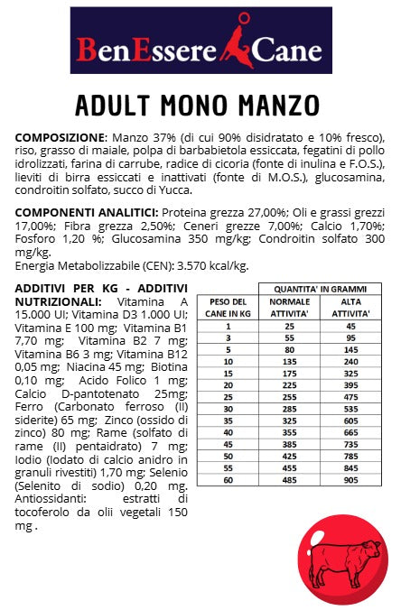 Monoproteico Manzo BenEssere Cane